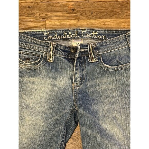 Industrial Cotton  Washed Denim Bermuda Jean Shorts Women's size 9 Stitch Pocket - Picture 2 of 5